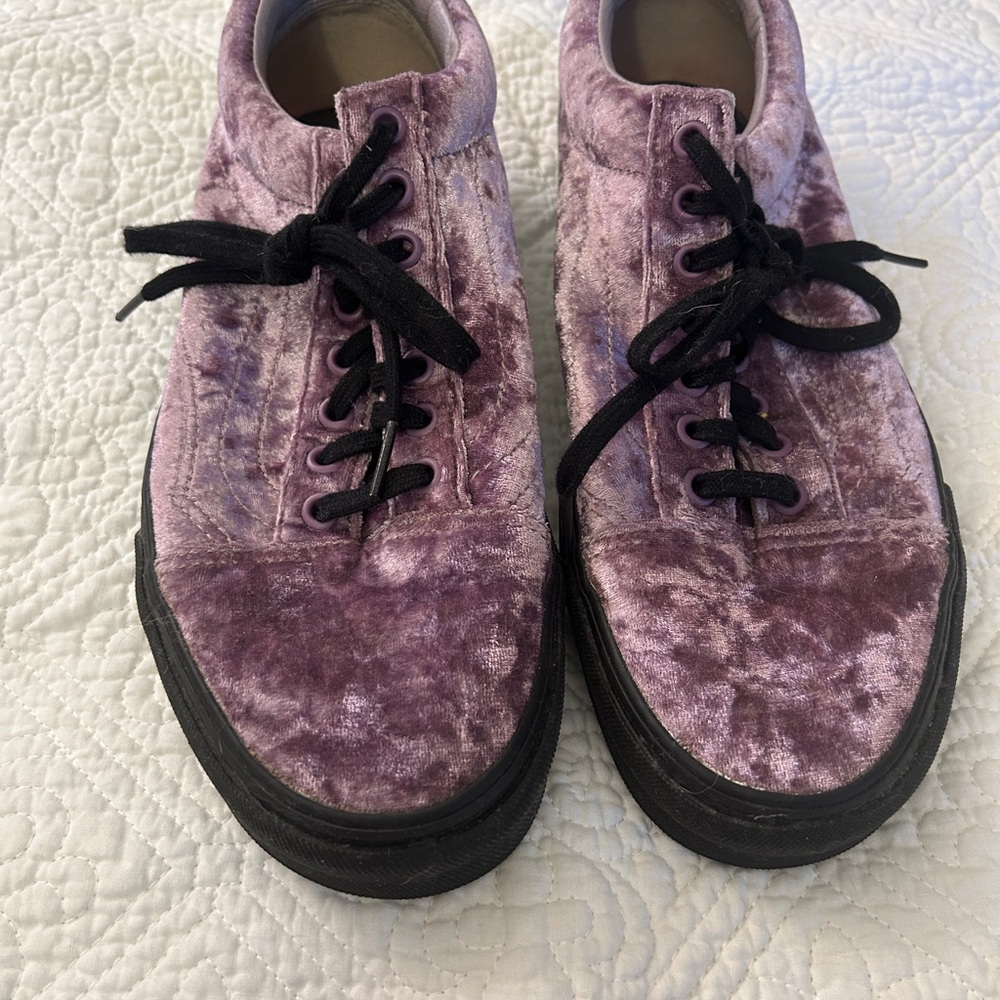 Purple Velvet Sneakers with Black Laces